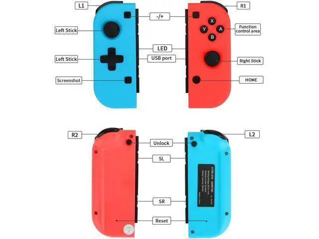 Alt view image 2 of 7 - Nintendo Switch Joy-Con Controller Mini Switch Controller Joy Con (L/R) Wireless Pro Game Controller Gamepad Joypad Joystick Compatible with Nintendo Switch, Blue and Red Color