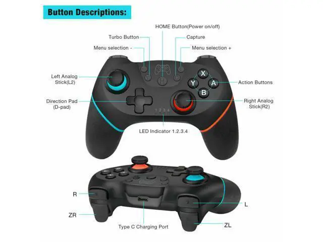 Alt view image 6 of 7 - Wireless controller Gamepad for Nintendo Switch, Bluetooth Controller For Games Nintendo Switch Pro Controller with Rechargeable Battery-Turbo-6-Axis