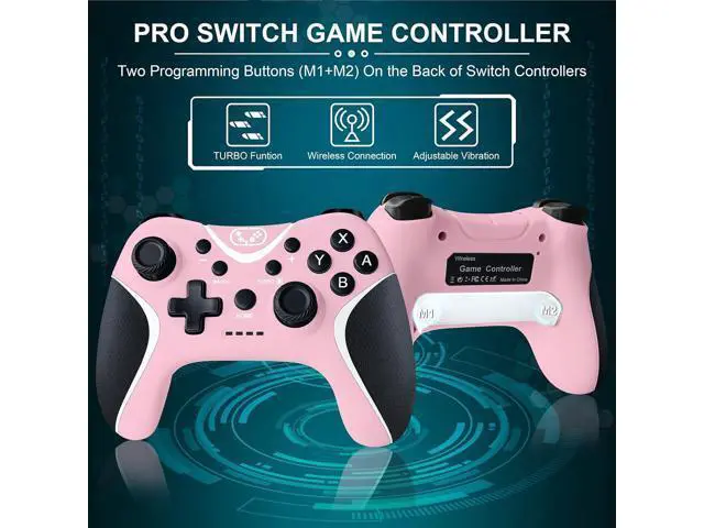 Alt view image 2 of 6 - Wireless Switch Controllers Pink,Nintendo Switch Controller for Nintendo Switch/Lite/OLED /Switch 2/Windows PC with Programmable/Vibration/Turbo Funtion,Switch Pro Controller Gamepad with 2 Thumb Caps