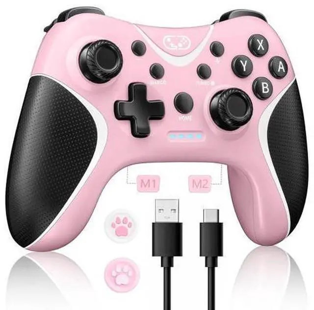 Main image of Wireless Switch Controllers Pink,Nintendo Switch Controller for Nintendo Switch/Lite/OLED /Switch 2/Windows PC with Programmable/Vibration/Turbo Funtion,Switch Pro Controller Gamepad with 2 Thumb Caps