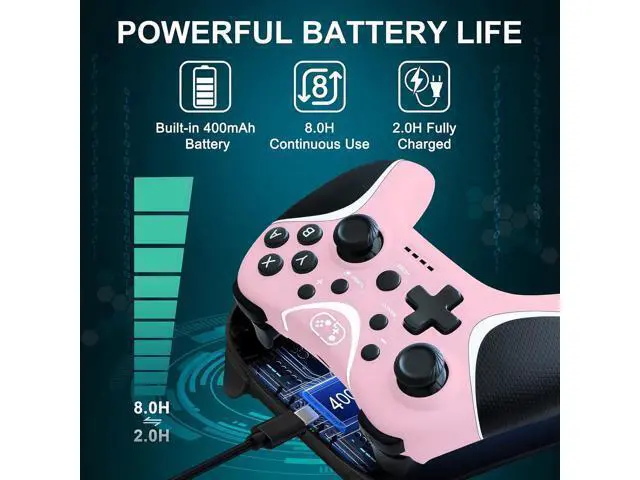 Alt view image 4 of 6 - Wireless Switch Controllers Pink,Nintendo Switch Controller for Nintendo Switch/Lite/OLED /Switch 2/Windows PC with Programmable/Vibration/Turbo Funtion,Switch Pro Controller Gamepad with 2 Thumb Caps