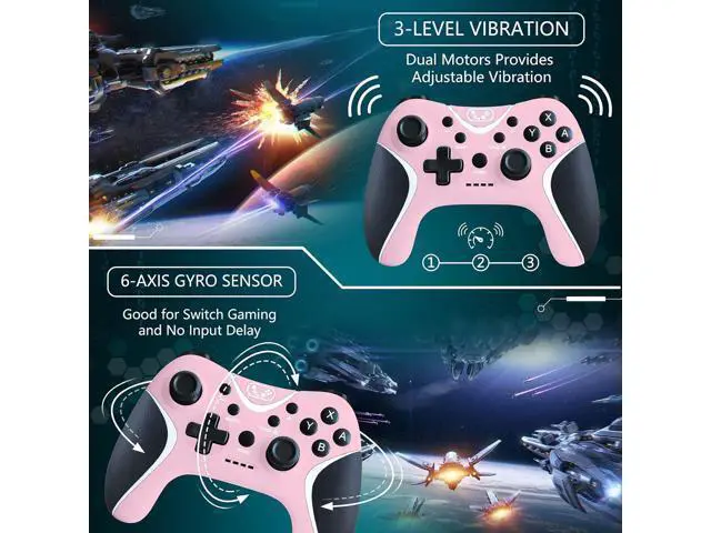 Alt view image 5 of 6 - Wireless Switch Controllers Pink,Nintendo Switch Controller for Nintendo Switch/Lite/OLED /Switch 2/Windows PC with Programmable/Vibration/Turbo Funtion,Switch Pro Controller Gamepad with 2 Thumb Caps