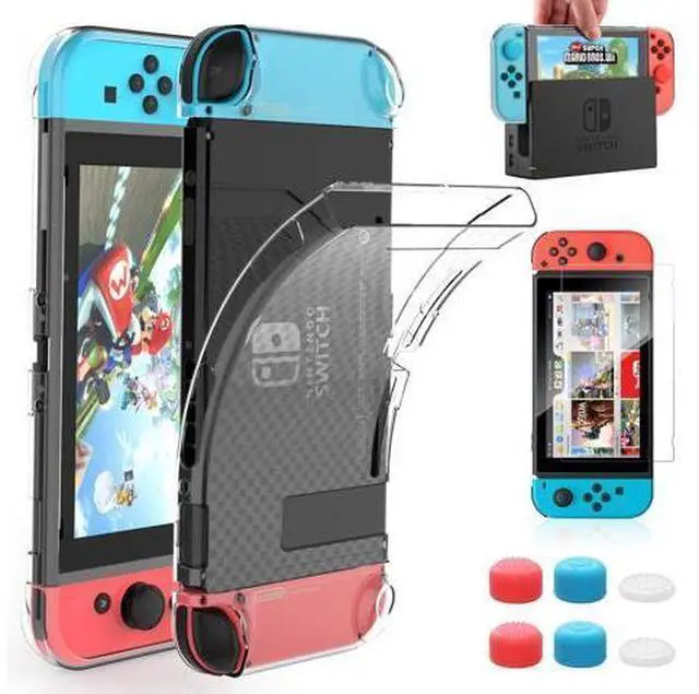 Main image of Case Compatible with Nintendo Switch Dockable Clear Protective Case Cover for Nintendo Switch and Joy-Con Controller with a Nintendo Switch Screen Protector and Thumb Grip Caps