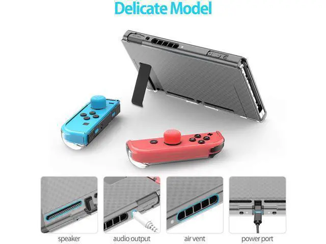Alt view image 3 of 7 - Case Compatible with Nintendo Switch Dockable Clear Protective Case Cover for Nintendo Switch and Joy-Con Controller with a Nintendo Switch Screen Protector and Thumb Grip Caps