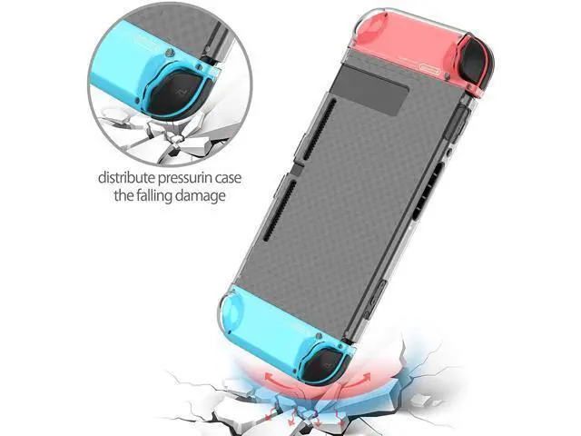 Alt view image 4 of 7 - Case Compatible with Nintendo Switch Dockable Clear Protective Case Cover for Nintendo Switch and Joy-Con Controller with a Nintendo Switch Screen Protector and Thumb Grip Caps