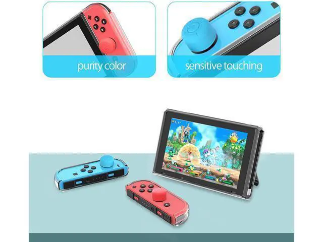 Alt view image 6 of 7 - Case Compatible with Nintendo Switch Dockable Clear Protective Case Cover for Nintendo Switch and Joy-Con Controller with a Nintendo Switch Screen Protector and Thumb Grip Caps