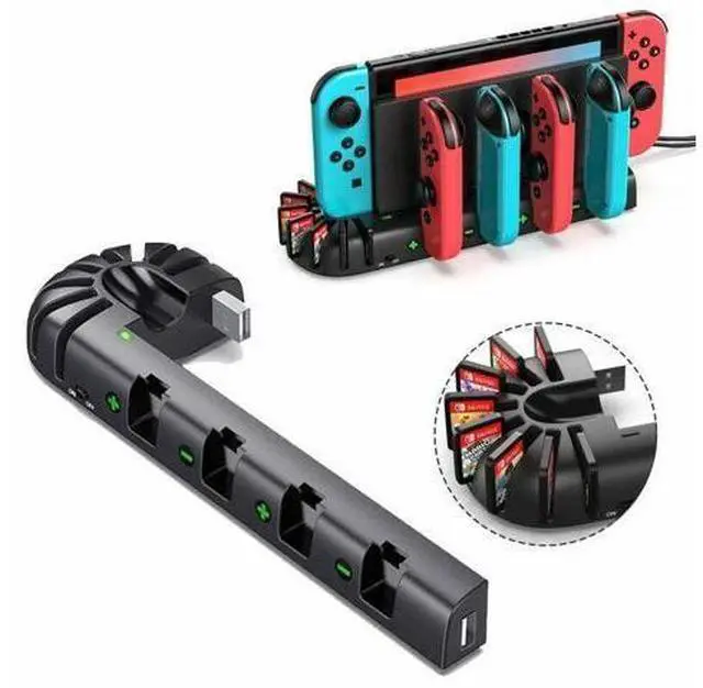 Main image of Nintendo Switch Charger Compatible with Nintendo Switch & OLED Model Joycons, Switch Controller Charger Dock Station with Upgraded 8 Game Storage for Nintendo Switch Joy Con & Games