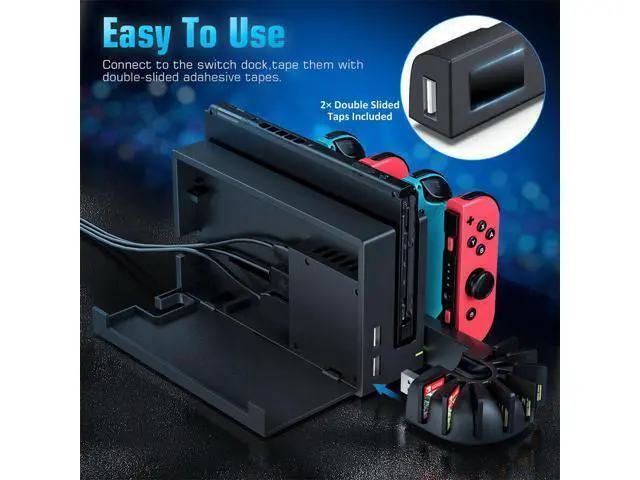 Alt view image 3 of 7 - Nintendo Switch Charger Compatible with Nintendo Switch & OLED Model Joycons, Switch Controller Charger Dock Station with Upgraded 8 Game Storage for Nintendo Switch Joy Con & Games