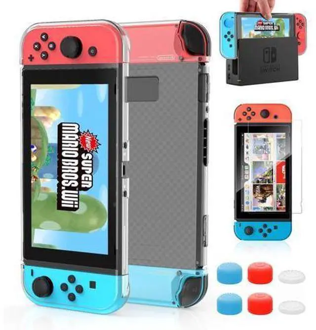 Main image of Nintendo Switch Case Dockable,HEYSTOP Clear Protective Case Cover for Nintendo Switch and Joy-Con Controller with a Nintendo Switch Screen Protector and Thumb Stick Caps