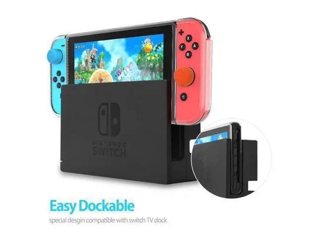 Alt view image 2 of 7 - Nintendo Switch Case Dockable,HEYSTOP Clear Protective Case Cover for Nintendo Switch and Joy-Con Controller with a Nintendo Switch Screen Protector and Thumb Stick Caps