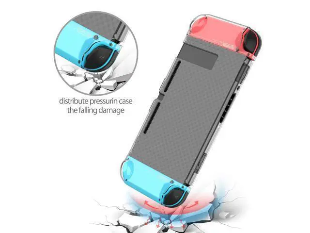 Alt view image 3 of 7 - Nintendo Switch Case Dockable,HEYSTOP Clear Protective Case Cover for Nintendo Switch and Joy-Con Controller with a Nintendo Switch Screen Protector and Thumb Stick Caps