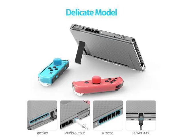 Alt view image 4 of 7 - Nintendo Switch Case Dockable,HEYSTOP Clear Protective Case Cover for Nintendo Switch and Joy-Con Controller with a Nintendo Switch Screen Protector and Thumb Stick Caps