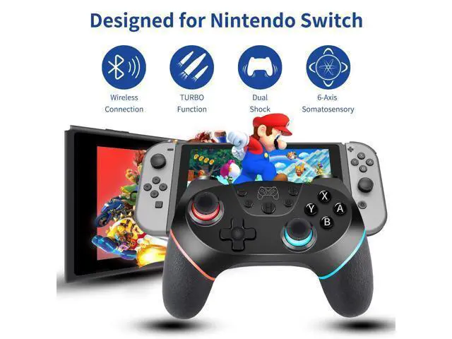 Alt view image 7 of 7 - Wireless Switch Pro Controller for Nintendo Switch/Remote Pro Controller Gamepad Joypad/Joystick for Nintendo Switch Console Support Gyro Axis/Turbo and Dual Vibration