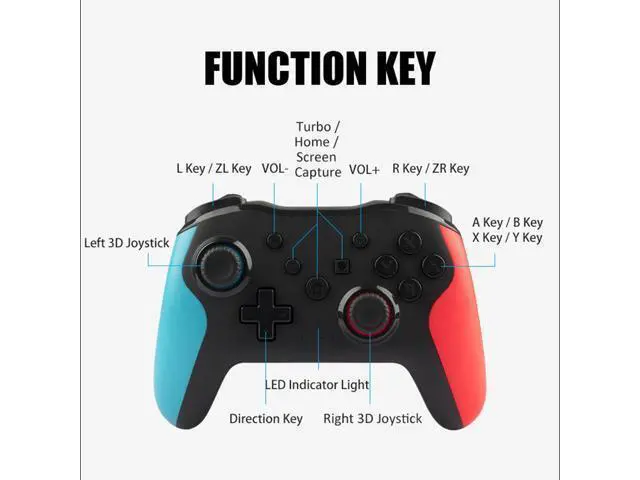 Alt view image 7 of 7 - Wireless Pro Controller for Switch/Switch Lite Extra Controllers for Nintendo Switch Controllers Wireless Switch Controller with Vibration Motion Control Compatible with Nintendo Pro Controller