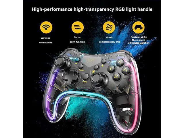 Alt view image 2 of 7 - Switch Controller,Wireless Switch Pro Controller Compatible with Nintendo Switch/Switch lite/Switch OLED,Pro Controller Switch Support Turbo,Wake-up Function and Adjustable LED