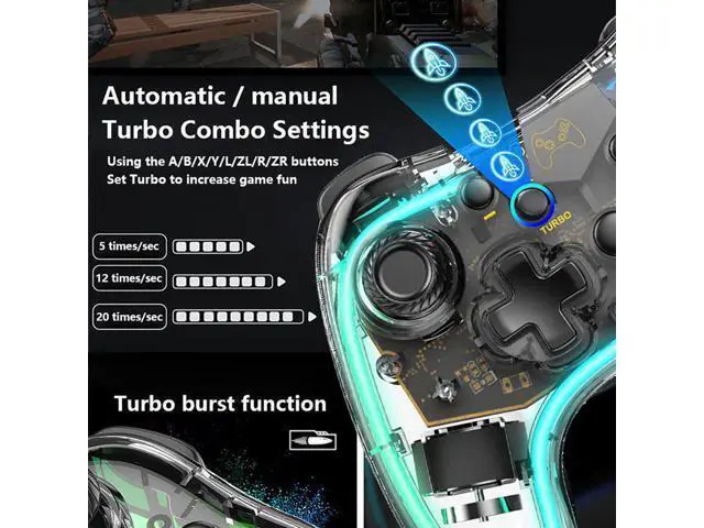 Alt view image 5 of 7 - Switch Controller,Wireless Switch Pro Controller Compatible with Nintendo Switch/Switch lite/Switch OLED,Pro Controller Switch Support Turbo,Wake-up Function and Adjustable LED