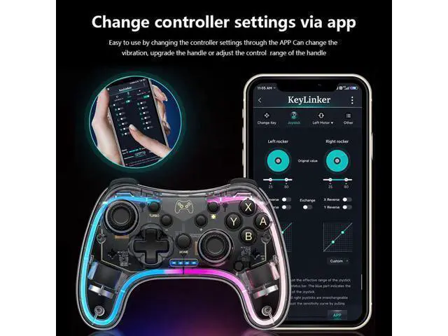 Alt view image 6 of 7 - Switch Controller,Wireless Switch Pro Controller Compatible with Nintendo Switch/Switch lite/Switch OLED,Pro Controller Switch Support Turbo,Wake-up Function and Adjustable LED