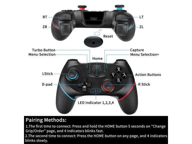 Alt view image 2 of 7 - Wireless Switch Pro Controller for Nintendo Switch/Remote Pro Controller Gamepad Joypad/Joystick for Nintendo Switch Console Support Gyro Axis/Turbo and Dual Vibration