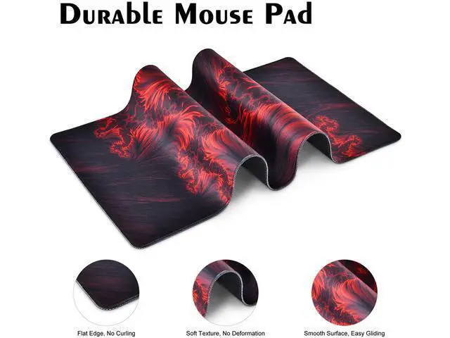 Alt view image 2 of 7 - Gaming Mouse Pad, veecom Red Large Mouse Pad 31.5×15.75In, Large Gaming Mouse Pads, Long Big Mouse Pad XL Mouse Mat with Non-Slip Base, Extended Keyboard Mousepad Flame Pattern (Black Red)