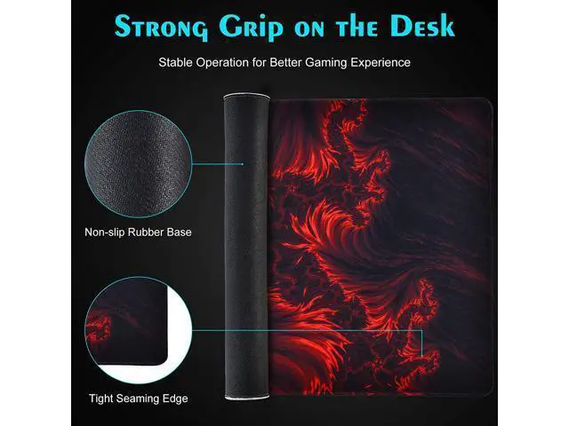 Alt view image 3 of 7 - Gaming Mouse Pad, veecom Red Large Mouse Pad 31.5×15.75In, Large Gaming Mouse Pads, Long Big Mouse Pad XL Mouse Mat with Non-Slip Base, Extended Keyboard Mousepad Flame Pattern (Black Red)