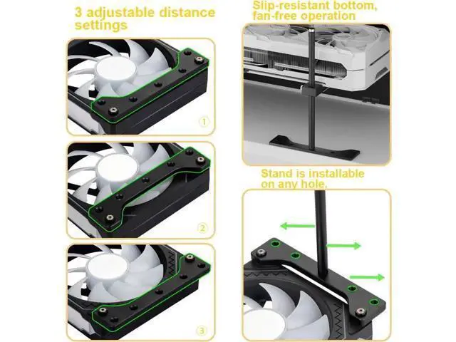 Alt view image 2 of 5 - Graphics Card GPU Support Bracket, GPU Holder Stand, Adjustable GPU Sag Bracket Graphics Card Support for 12cm Fan Mount CNC Aluminum (0.63-6.3inch)