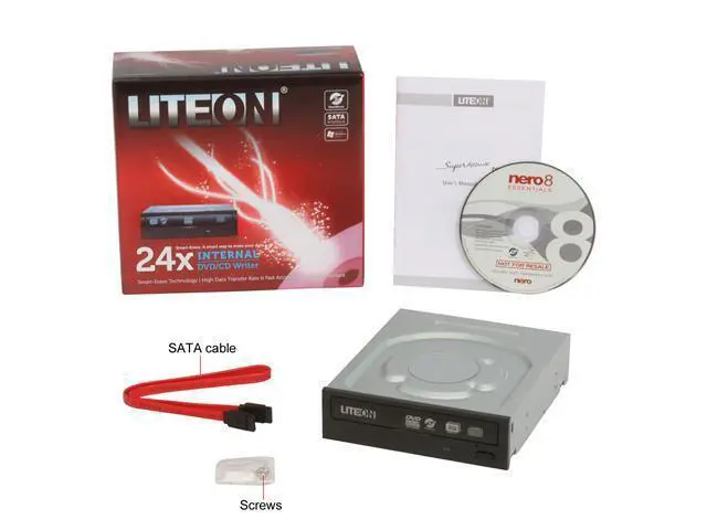 Alt view image 3 of 3 - CD/DVD Burner 24X DVD+R 8X DVD+RW 24X DVD-R 6X DVD-RW 16X DVD-ROM 48X CD-R 32X CD-RW 48X CD-ROM Black SATA Model iHAS324-08