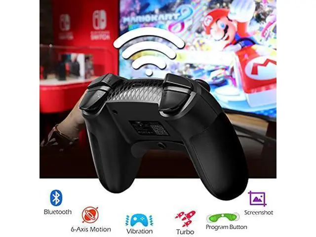 Alt view image 2 of 5 - Wireless Switch Controller, TERIOS Pro Controller for Switch/Switch Lite/Switch OLED - Gamepad with Programming Buttons, Wakeup, Turbo and Vibration Function - Enhanced Precision and Control (Black)