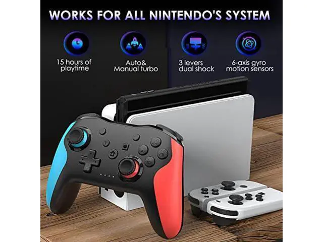 Alt view image 2 of 5 - Wireless Switch Controller,Wireless Pro Switch Controller Works for Nintendo Switch/OLED/Lite, Alternative Switch Controllers with Adjust Turbo, Rumble, 600mAh Battery for Nintendo Switch Controllers