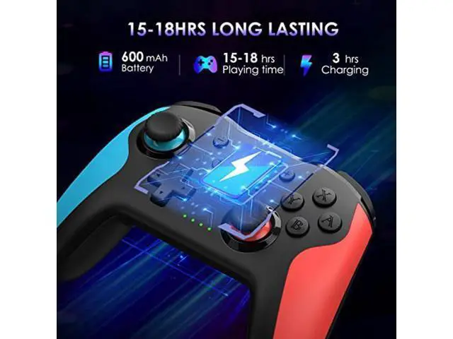 Alt view image 4 of 5 - Wireless Switch Controller,Wireless Pro Switch Controller Works for Nintendo Switch/OLED/Lite, Alternative Switch Controllers with Adjust Turbo, Rumble, 600mAh Battery for Nintendo Switch Controllers