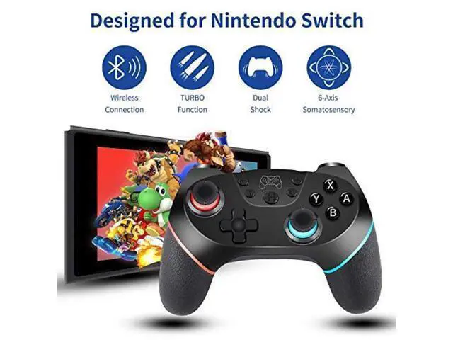Alt view image 3 of 5 - Switch Controller for Nintendo, Wireless Pro Controller for Nintendo Switch/Switch Lite, Switch Remote Controller Gamepad Joystick, Turbo and Dual Vibration