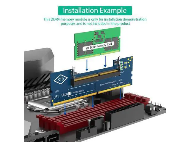 Alt view image 5 of 6 - Laptop DDR4 RAM to Desktop Adapter Card, SO-DDR4 to DIMM Converter Board, Notebook Memory Test Card for Desktop PC