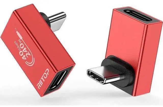 Main image of 240W 40Gbps 90 Degree Right Angle USB C Adapter, USB C to USB C Adapter Compatible with Thunderbolt 4 & USB4, USB C Extender Adapter for MacBookpro/Air, iPad, Steam Deck, Phones (2 Pack)