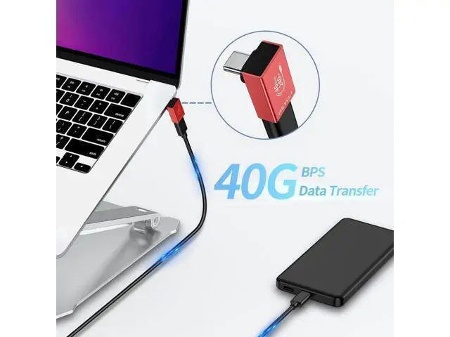 Alt view image 4 of 6 - 240W 40Gbps 90 Degree Right Angle USB C Adapter, USB C to USB C Adapter Compatible with Thunderbolt 4 & USB4, USB C Extender Adapter for MacBookpro/Air, iPad, Steam Deck, Phones (2 Pack)