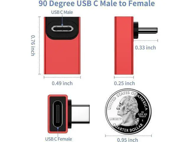 Alt view image 6 of 6 - 240W 40Gbps 90 Degree Right Angle USB C Adapter, USB C to USB C Adapter Compatible with Thunderbolt 4 & USB4, USB C Extender Adapter for MacBookpro/Air, iPad, Steam Deck, Phones (2 Pack)