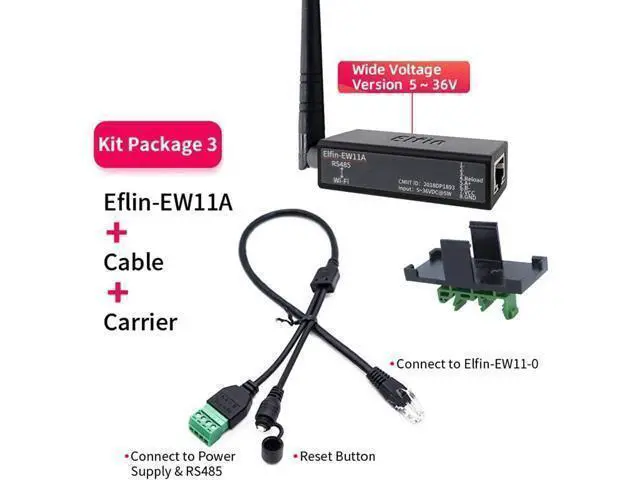Alt view image 2 of 7 - HF Smallest Elfin-EW11/Elfin-EW11A-0 Wireless Networking Devices Modbus TPC IP Function RJ45 RS485 to WiFi Serial Server (EW11A-0 Whole Set)