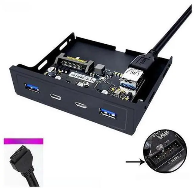 Main image of FOR 20 Pin 3.5" Floppy Bay USB Front Panel 2 Port USB 3.0 + 2 Port USB 3.2 GEN1 5Gbps Type C Expansion Adapter Connector For Desktop
