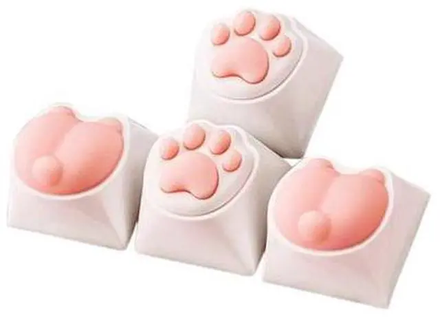 Main image of Attack Shark cat paw keycaps, cat bottom, resin single-sphere silicone skin-friendly, mechanical keyboard keycaps(4 pieces of cat paw silicone keycaps yellow)