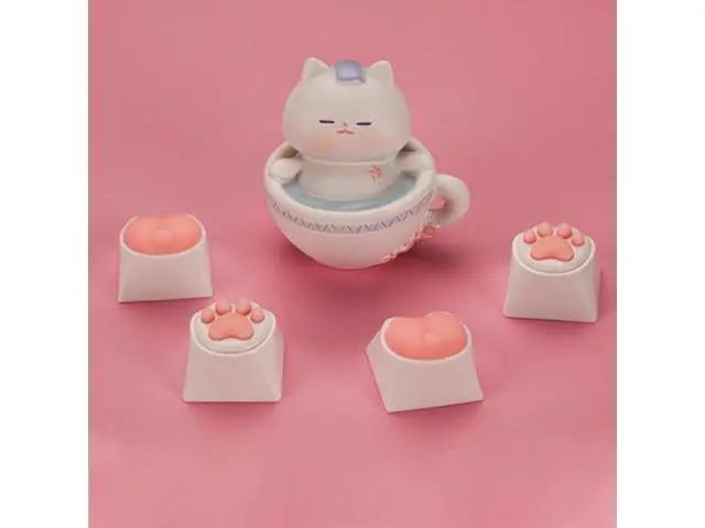 Alt view image 3 of 5 - Attack Shark cat paw keycaps, cat bottom, resin single-sphere silicone skin-friendly, mechanical keyboard keycaps(4 pieces of cat paw silicone keycaps yellow)