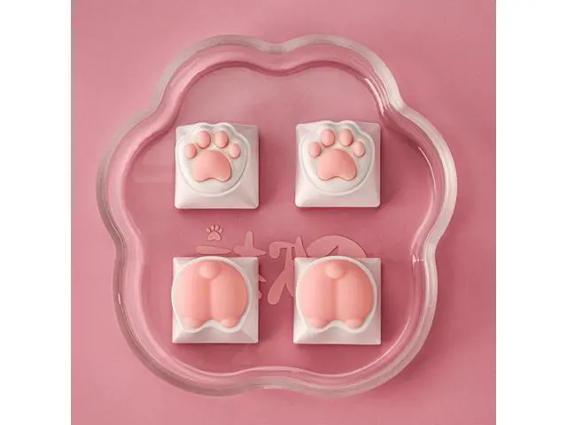 Alt view image 2 of 5 - Attack Shark cat paw keycaps, cat bottom, resin single-sphere silicone skin-friendly, mechanical keyboard keycaps(4 pieces of cat paw silicone keycaps yellow)