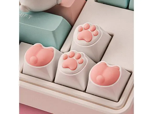 Alt view image 5 of 5 - Attack Shark cat paw keycaps, cat bottom, resin single-sphere silicone skin-friendly, mechanical keyboard keycaps(4 pieces of cat paw silicone keycaps yellow)
