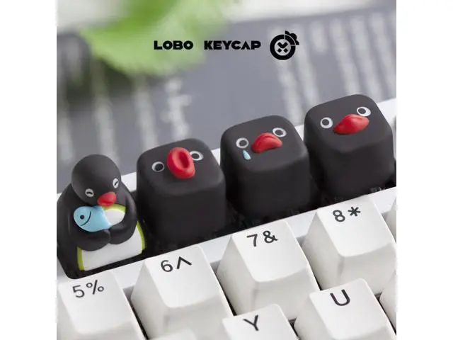 Alt view image 2 of 2 - PINGU Penguin Personality Keycaps - Customizable Replacement for Cute Resin Mechanical Keyboard Caps with ESC Feature (Just the keycaps, not the keyboard) PINGU - Surprised