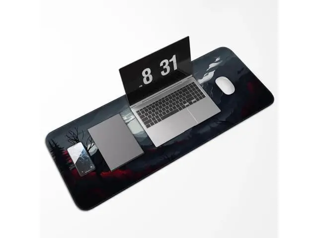 Alt view image 3 of 7 - JVFYI Gaming Mouse Pad, Non-Slip Rubber Bottom with Stitched Edge Desk Mouse Pad for Work, Home, Gaming, 31.5 x 11.8 Inch, Red Moon