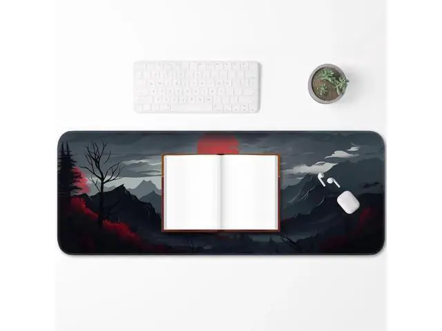Alt view image 6 of 7 - JVFYI Gaming Mouse Pad, Non-Slip Rubber Bottom with Stitched Edge Desk Mouse Pad for Work, Home, Gaming, 31.5 x 11.8 Inch, Red Moon