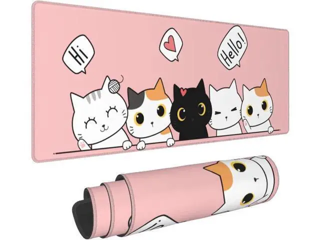 Alt view image 3 of 7 - BUCIER Pink Cute Kittens Cat Gaming Mouse Pad Large XL Kawaii Desk Mat Long Extended Pads Big Mousepad for Home Office Decor Accessories
