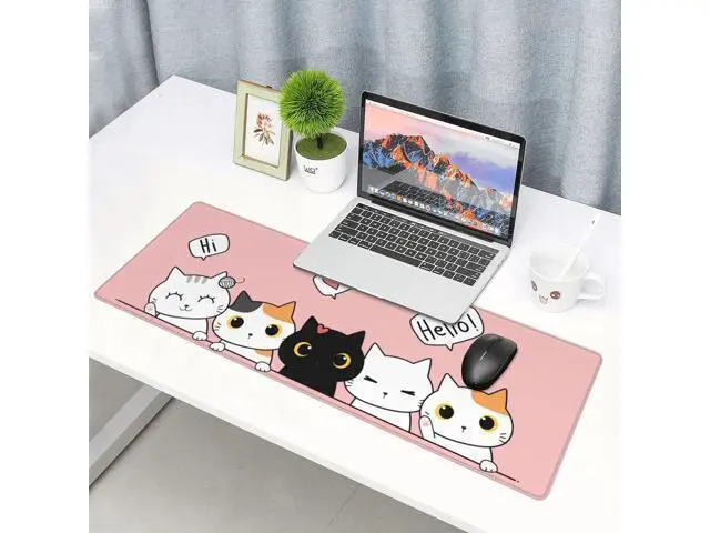 Alt view image 7 of 7 - Pink Cute Kittens Cat Gaming Mouse Pad Large XL Girls Kawaii Desk Mat Long Extended Pads Big Mousepad for Home Office Decor Accessories