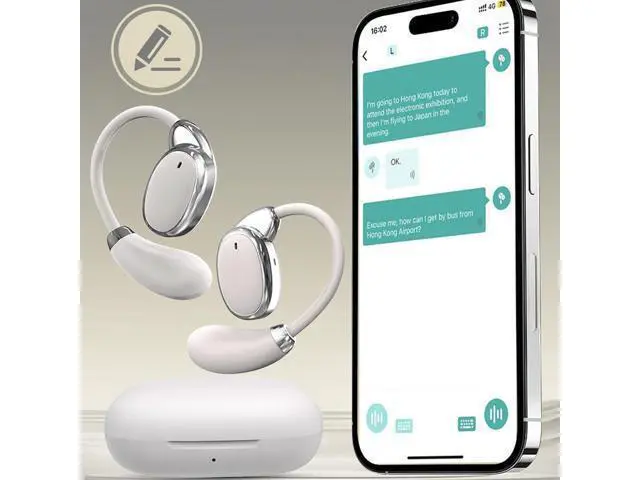 Alt view image 3 of 7 - Ai Language Translation Earbuds, Translator Earbuds Real Time with APP, 150 Language Bluetooth Headphones Translating Device Compatible with iOS & Android, Sync Transcribe