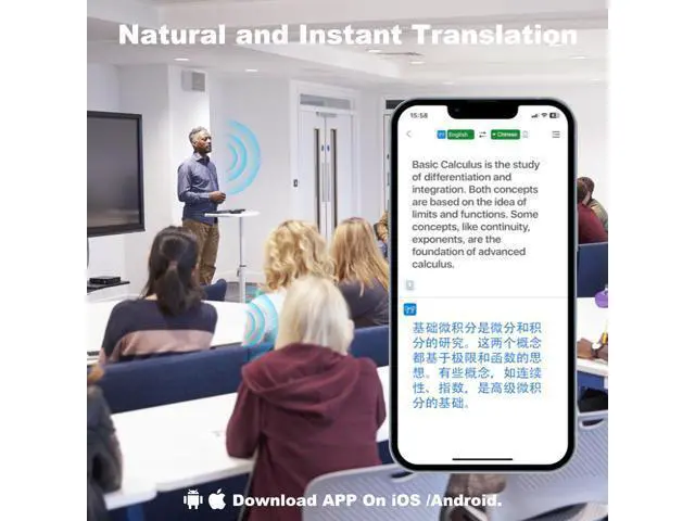 Alt view image 5 of 5 - AI Language Translation Earbuds, Translator Earbuds Real Time with iOS & Android, 144-Language Bluetooth Headphones Translating Device for Travel and Business, Black