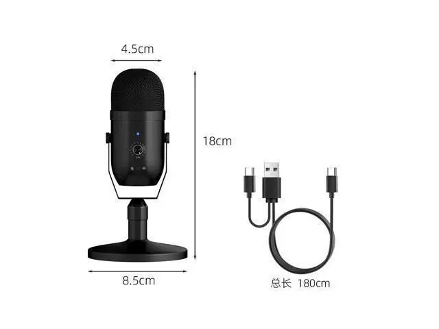 Alt view image 2 of 6 - USB capacitive microphone for computer, PS4 game live streaming recording microphone, mobile phone dubbing recording, noise reduction microphone, type-C