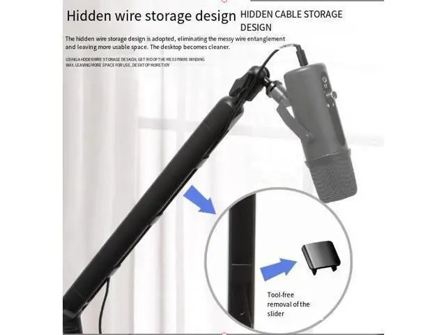 Alt view image 4 of 6 - Microphone arm bracket for desktop live streaming, karaoke, microphone shake-proof, mobile phone and tablet, lazy person's universal folding aluminum stand Add - Raise the pole