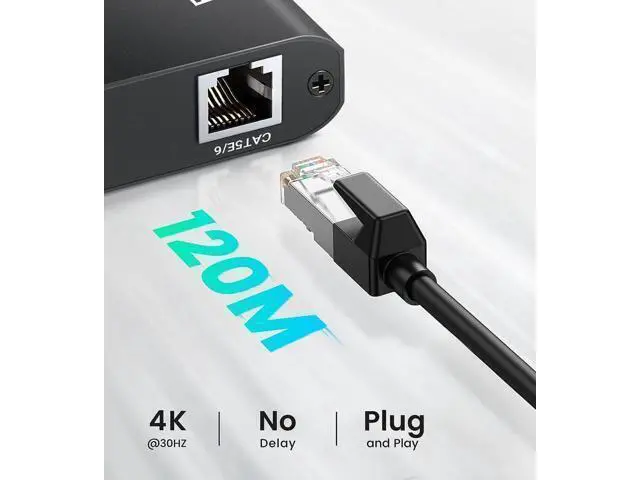 Alt view image 4 of 5 - Vszerda 4K 394ft HDMI Extender Over Cat5e / Cat6 / Cat7 Ethernet Cable with Loop-Out, Audio